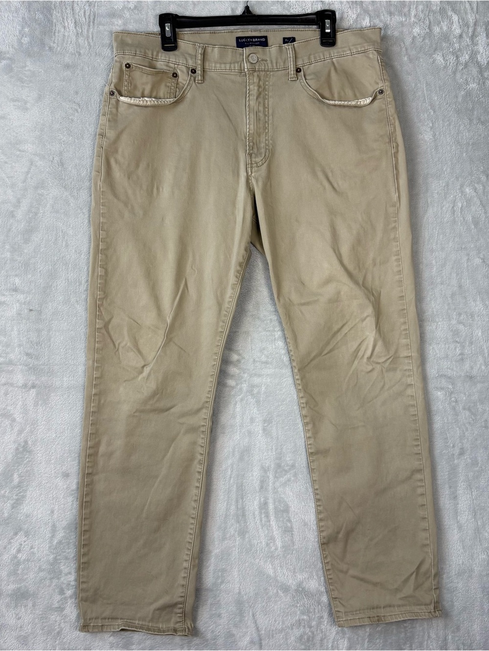 Lucky Brand 121 Slim Straight Jeans Mens 36x30 Beige Light Wash Denim Pants  Hyc